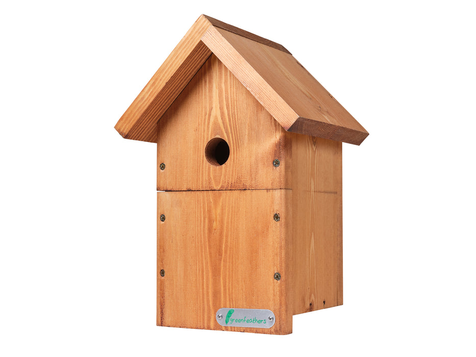 Green Feathers Handmade Wooden Bird Box