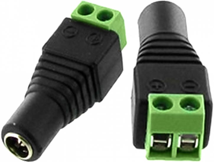 Female Jack Connector Adapter 5.5mm Outer, 2.1mm Inner, Screw Terminal - SpyCameraCCTV