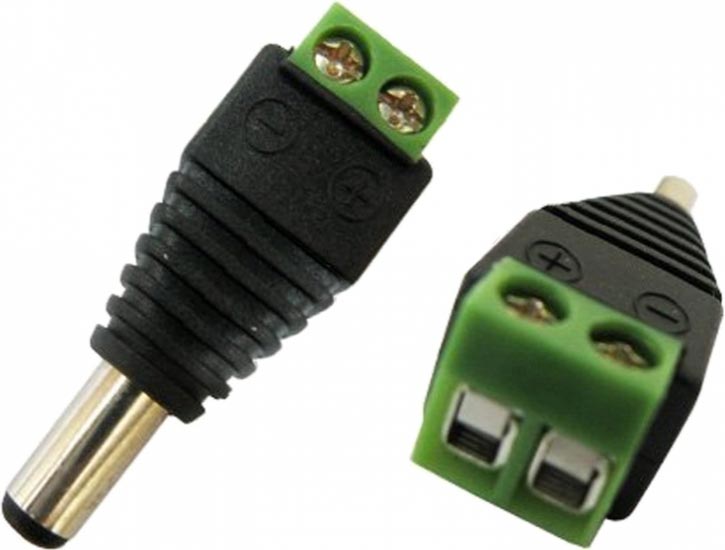 Male Jack Connector Adapter 2.1mm Screw Terminal for CCTV Cameras x 10 - SpyCameraCCTV