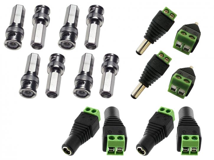 4 Camera Connector Kit for RG59 Cable - Power and BNC Twist Fittings - SpyCameraCCTV