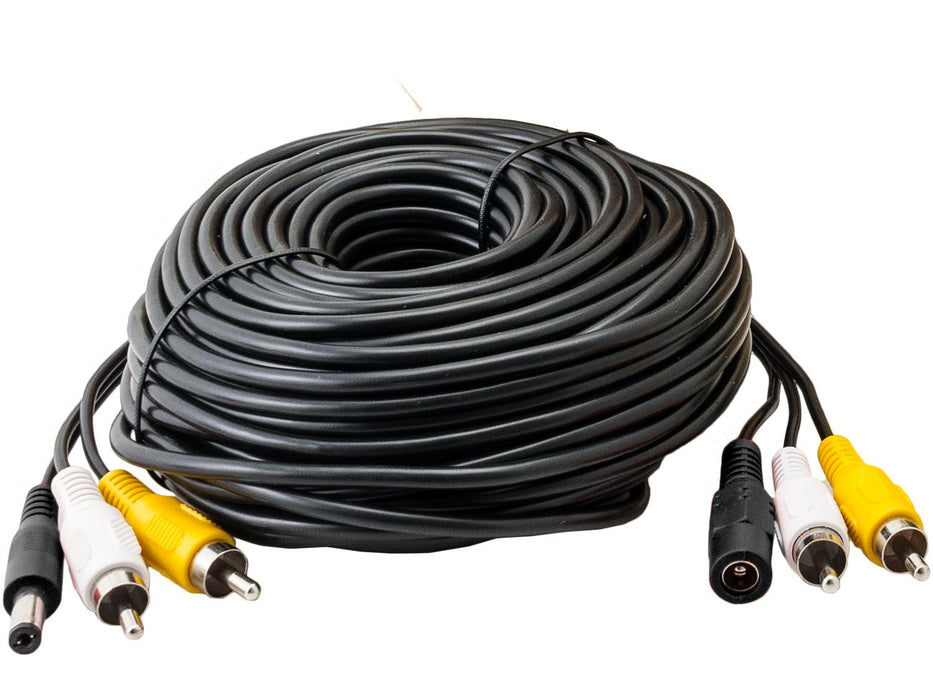 50 Metre 3 Way Cable for CCTV with Power, Audio, Video RCA Connectors - SpyCameraCCTV