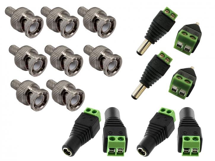 4 Camera Connector Kit for RG59 Cable- BNC Crimp and Power Fittings - SpyCameraCCTV
