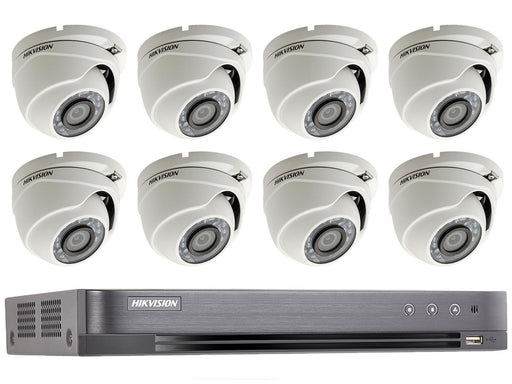 8 Dome Camera Hikvision TVI 1080p HD CCTV System with 20m IR, PoC DVR - SpyCameraCCTV