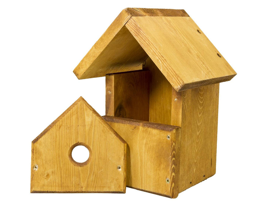 Green Feathers Wooden Bird Box  - FSC Certified, UK made - SpyCameraCCTV