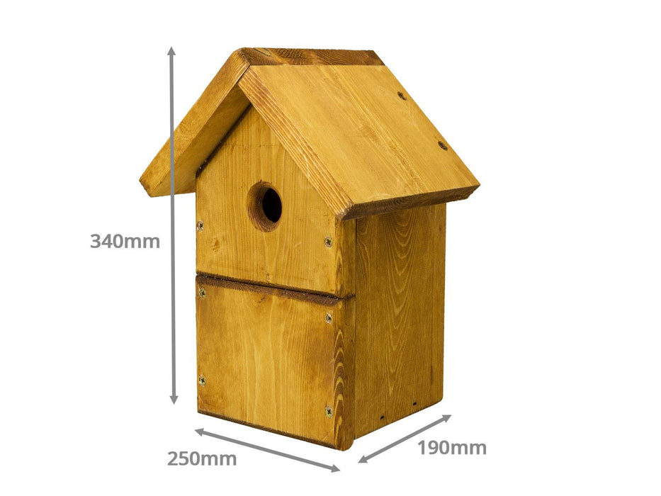 Green Feathers Wooden Bird Box  - FSC Certified, UK made - SpyCameraCCTV