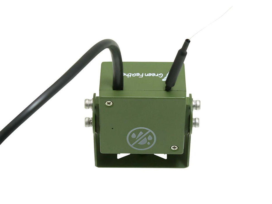Rear of Green Feathers bird box wifi camera