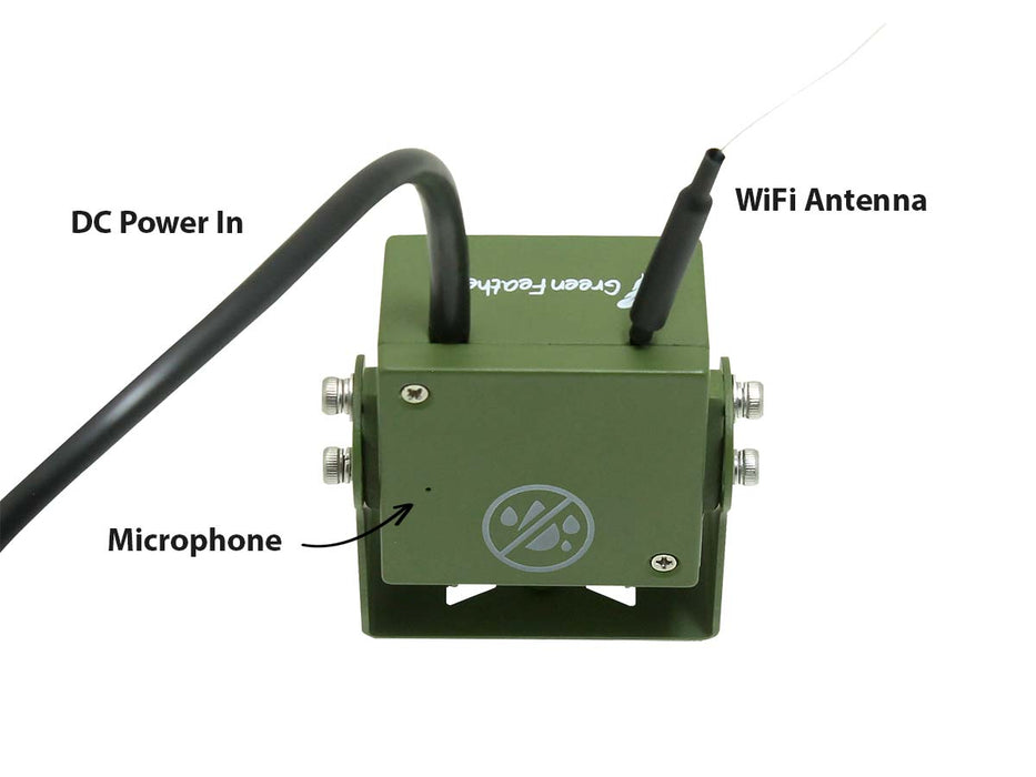 annotated features of green feathers wifi camera