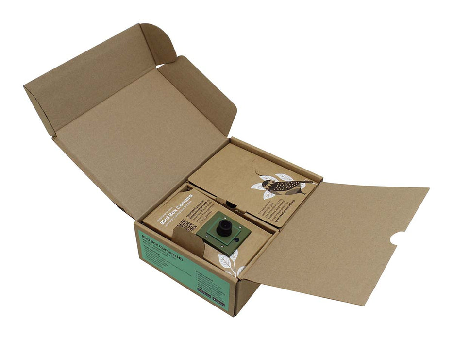green feathers wifi bird box camera in open box