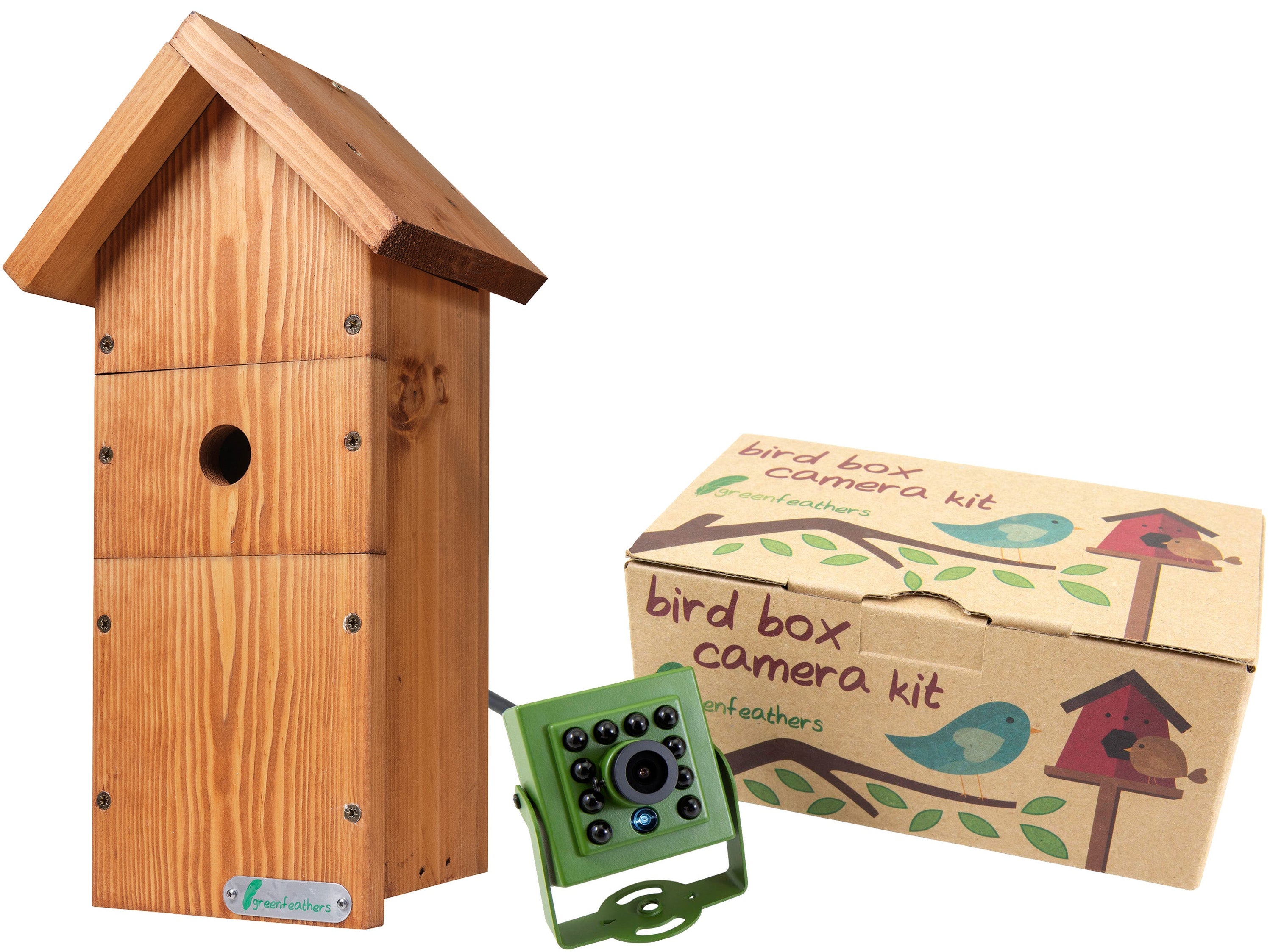Camera Clickedf Box Complete Deluxe HD Wired Bird Box Camera Kit | Green Feathers ...